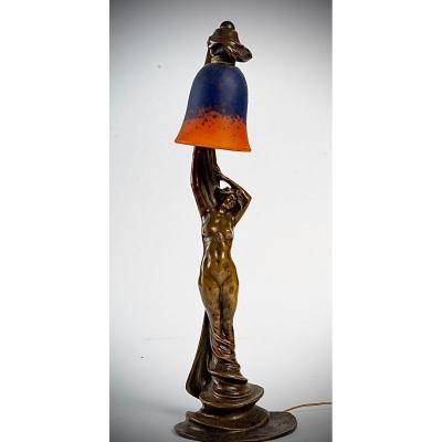 Art Nouveau Bronze Lamp By Gyula Betlen