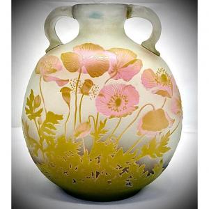 Galle Bottle With Pink Poppy