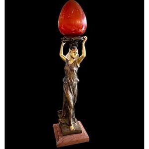 Bronze Lamp By G De Kerveguen 1900