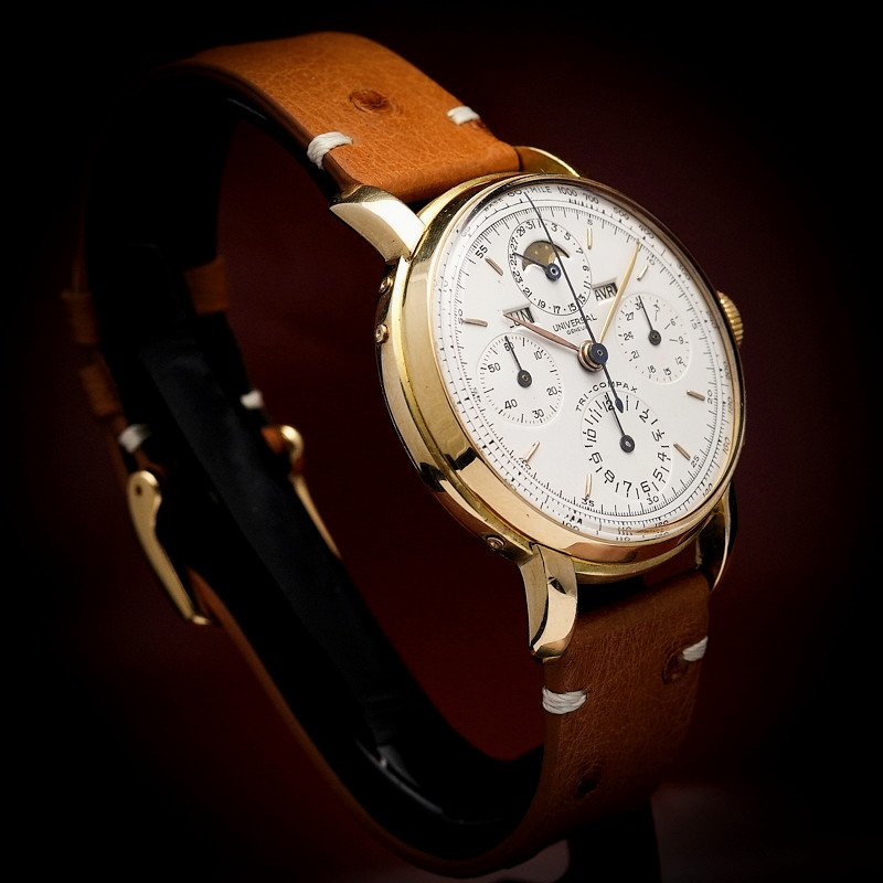  Universal Genève Chronographe Tri-compax Jumbo Or Jaune 18kts Réf. 12554 -1945- -photo-4