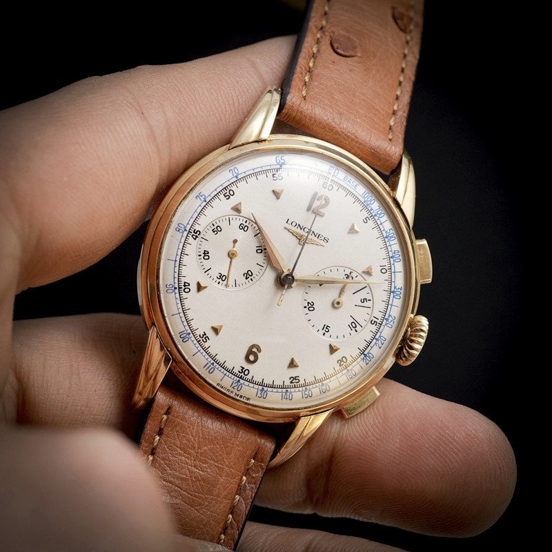 Longines 30ch Flyback Chronograph 37mm 18kt Yellow Gold -1960--photo-2