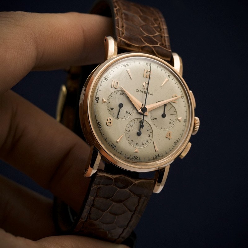 Chronographe Vintage Omega Or Rose 18kts Réf.2439 Cal.321 -1953--photo-3