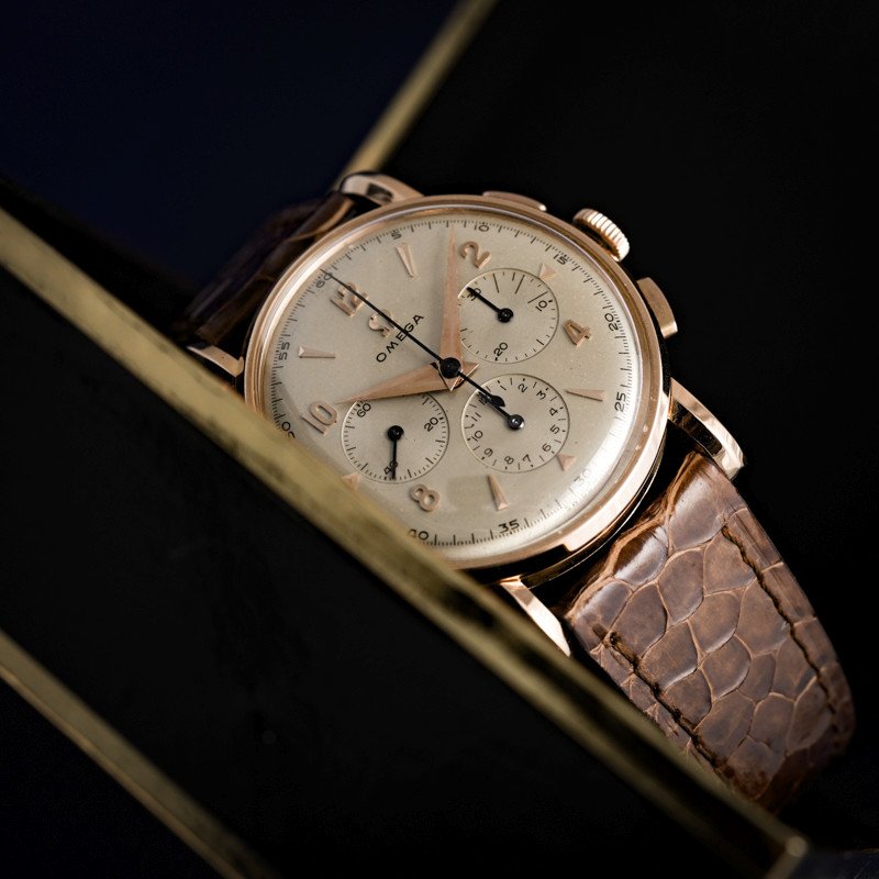 Chronographe Vintage Omega Or Rose 18kts Réf.2439 Cal.321 -1953--photo-2