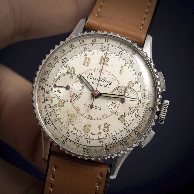  Chronographe Vintage Breitling Chronomat Acier Inoxydable Réf.769 Cal.venus 175 -1946--photo-2