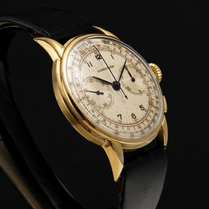 Longines Flyback Chronograph 13zn 18kt Yellow Gold -1948--photo-3