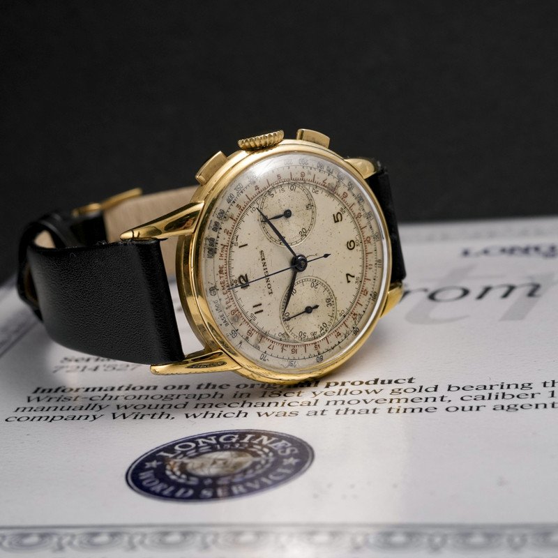 Longines Flyback Chronograph 13zn 18kt Yellow Gold -1948--photo-5