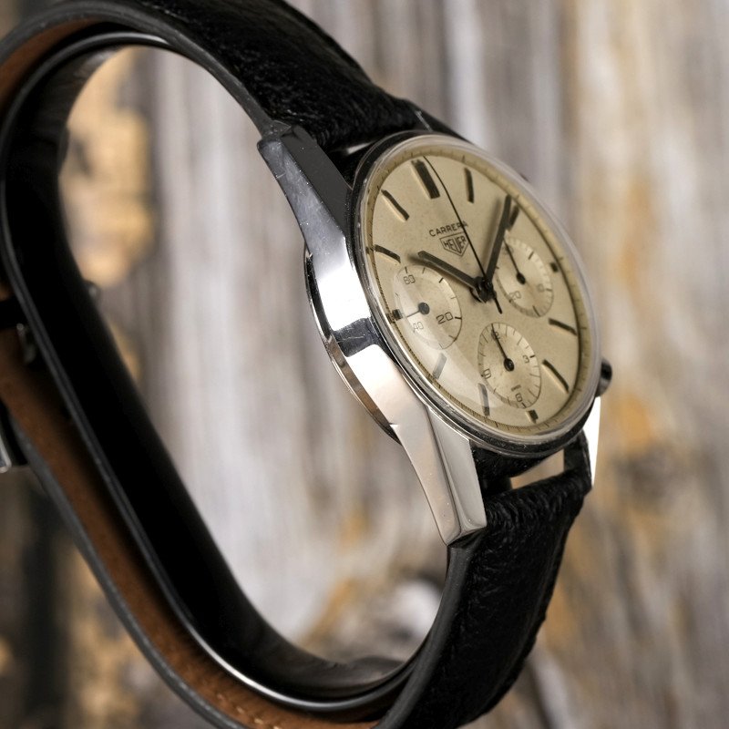 Chronographe Heuer Carrera 12 "eggshell" Dial  Réf.2447s Cal.valjoux 72 -1964--photo-3