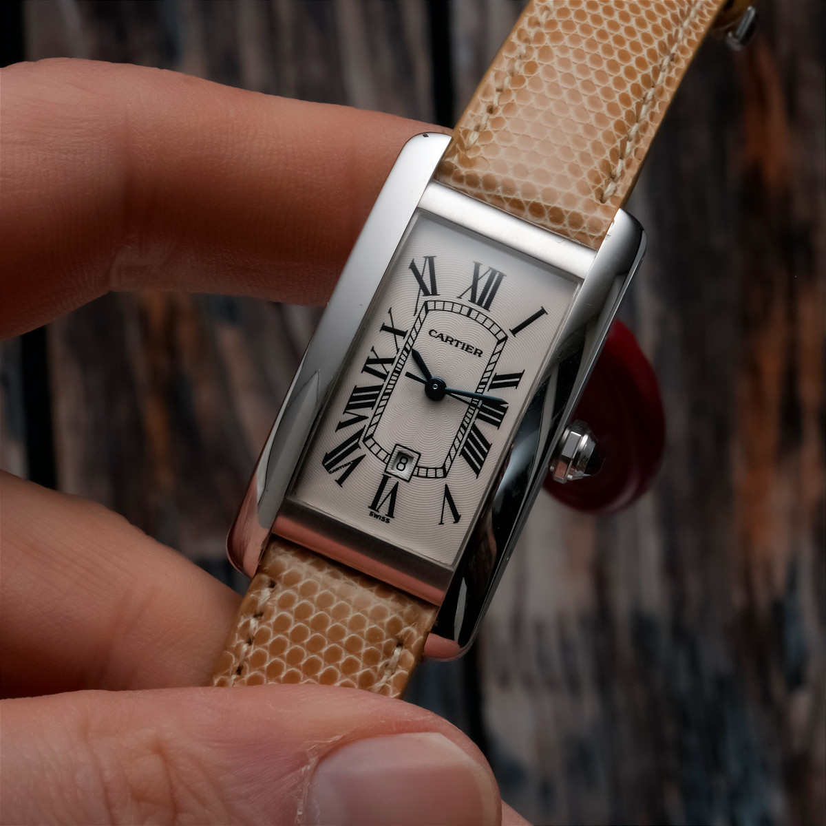 Cartier Tank Americaine Auromatique Or Blanc 18kts Circa 2000-photo-2