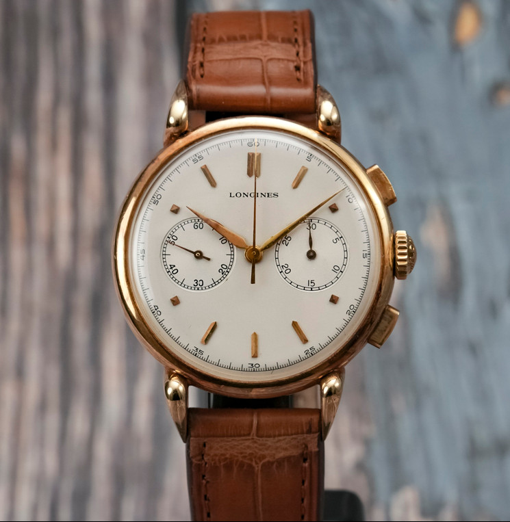 Longines Chronograph Flyback 13zn 38 Mm 18kt Rose Gold -10945-