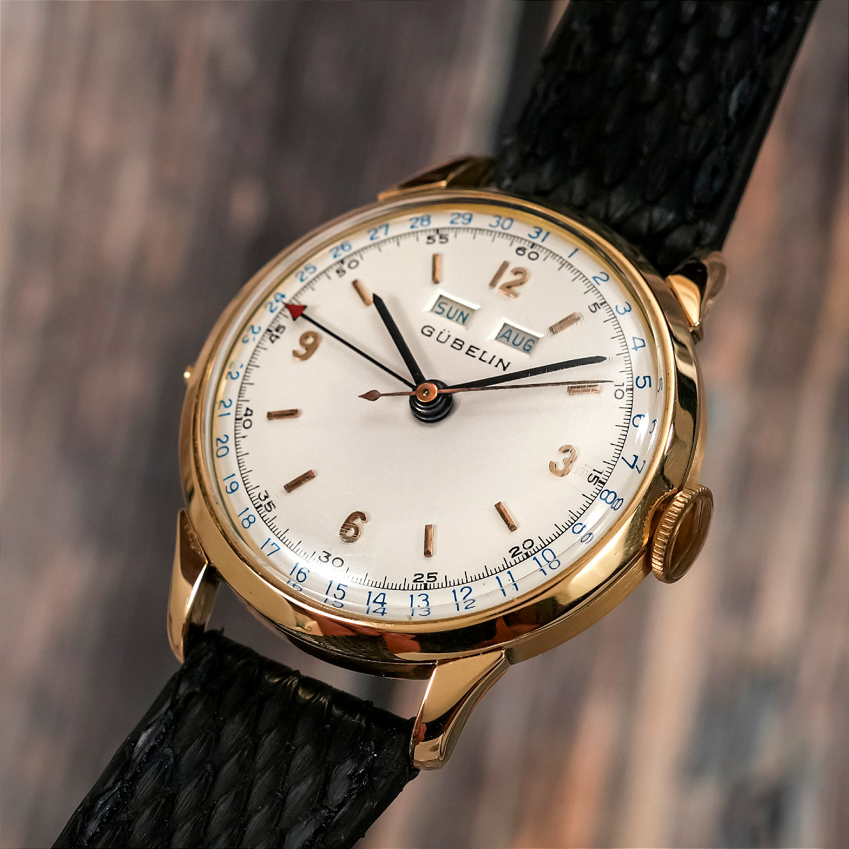 Gubelin Triple Date "jumbo" 18 Kt Yellow Gold -1950--photo-4