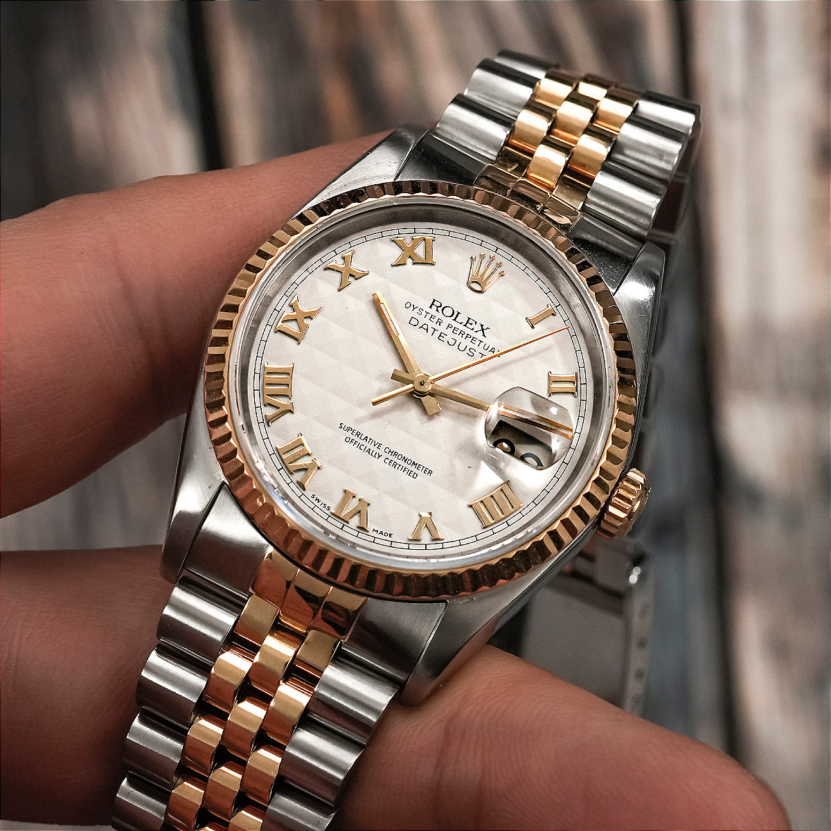 Rolex Oyster Perpetual Datejust 36 Or & Acier -1991--photo-4