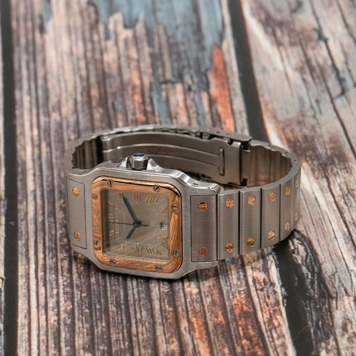 Cartier Santos Galbée Gold/steel Rhodium Dial -2005- -photo-4