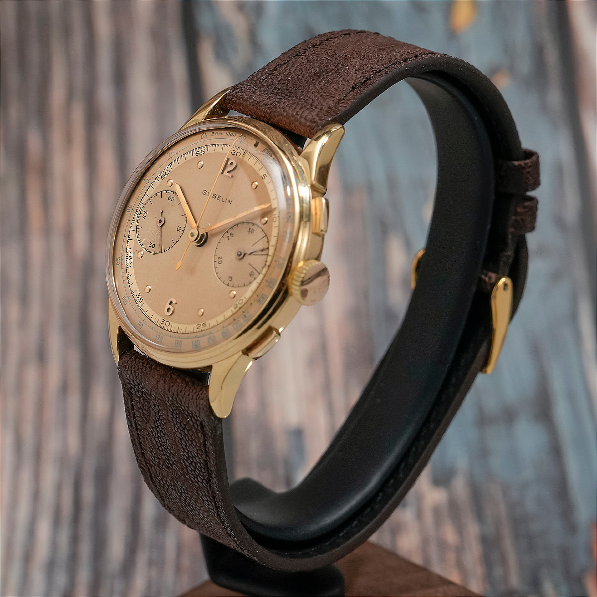 Gubelin Chronographe Bi-Compax 36 mm or jaune 18k -1950- -photo-2