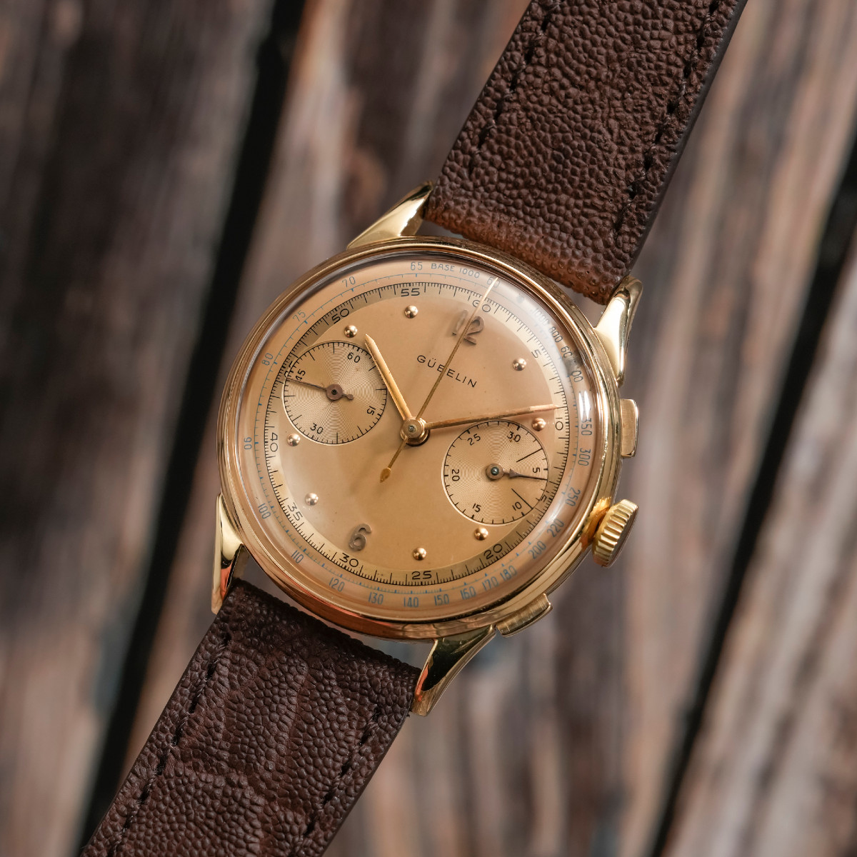 Gubelin Chronographe Bi-Compax 36 mm or jaune 18k -1950- -photo-4