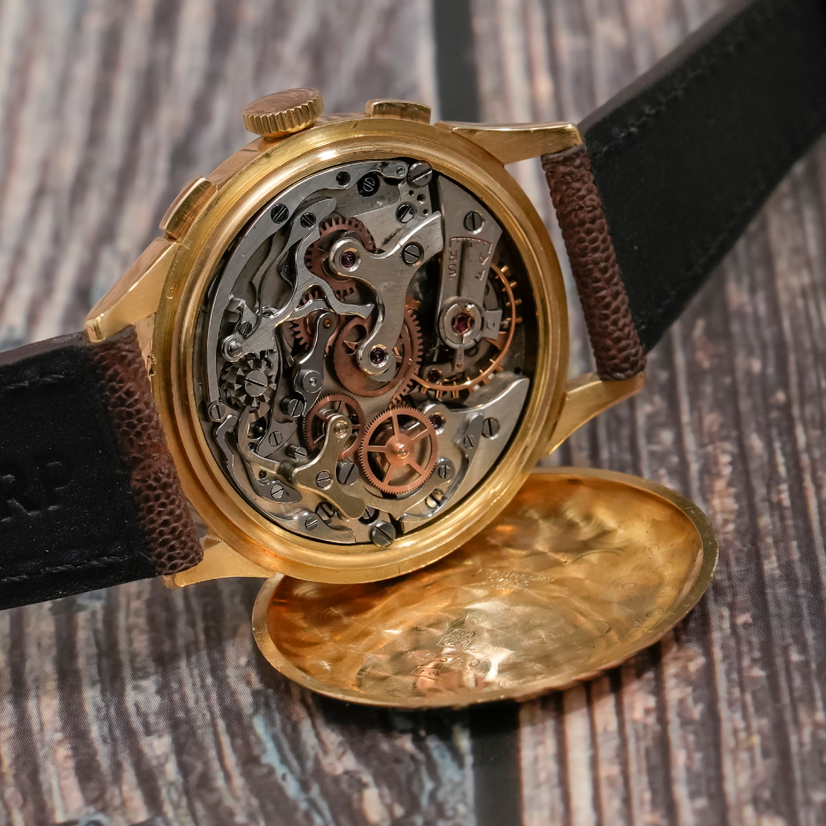 Gubelin Chronographe Bi-Compax 36 mm or jaune 18k -1950- -photo-3