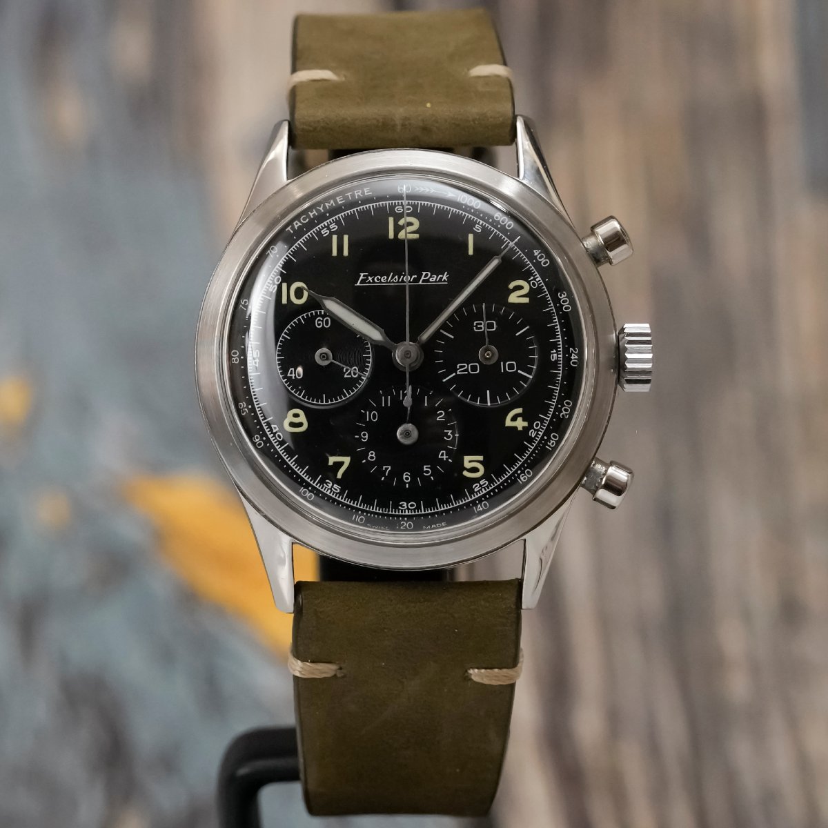 Excelsior Park Chronographe acier Tri-Compax 37 mm