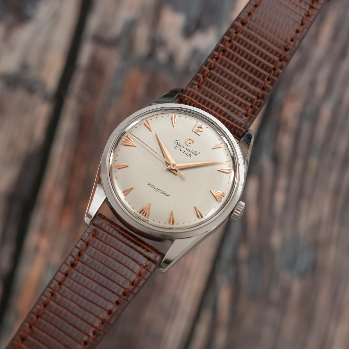 Cyma Chronometer Navystar Acier Inoxydable Circa 1950-photo-4