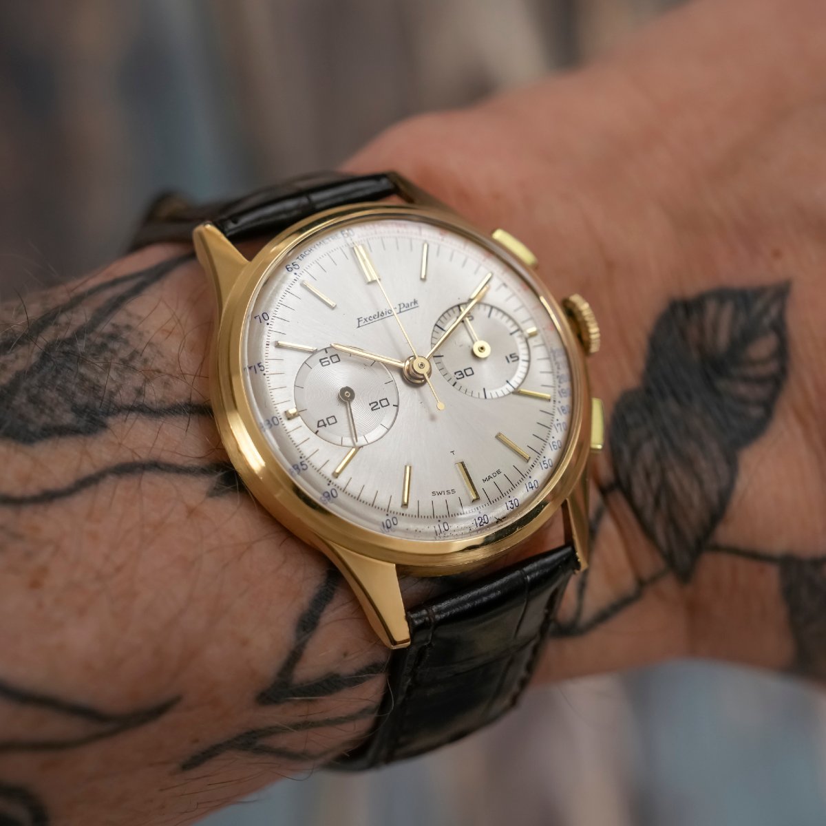 Excelsior Park Bi-compax Chronograph 18k Yellow Gold Circa 1960-photo-2
