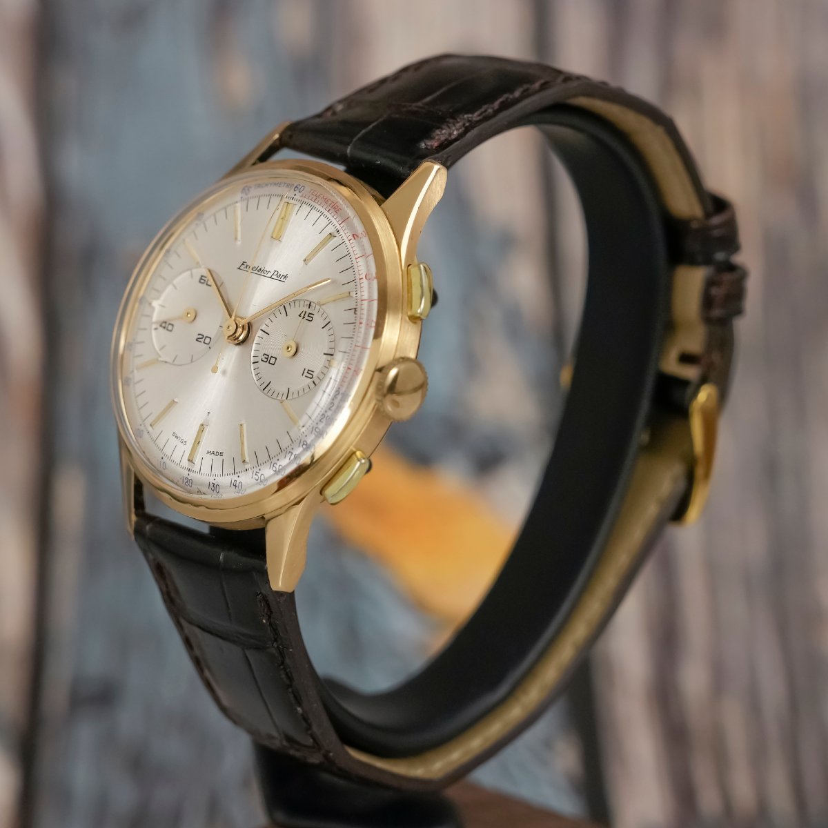 Excelsior Park Bi-compax Chronograph 18k Yellow Gold Circa 1960-photo-3