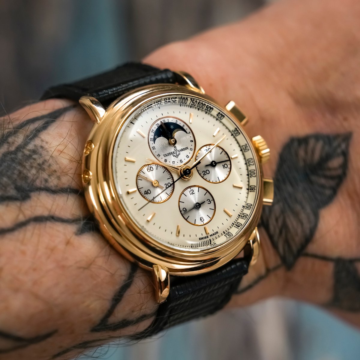Ulysse Nardin Calendar Chronograph 18k Rose Gold Circa 1990-photo-2