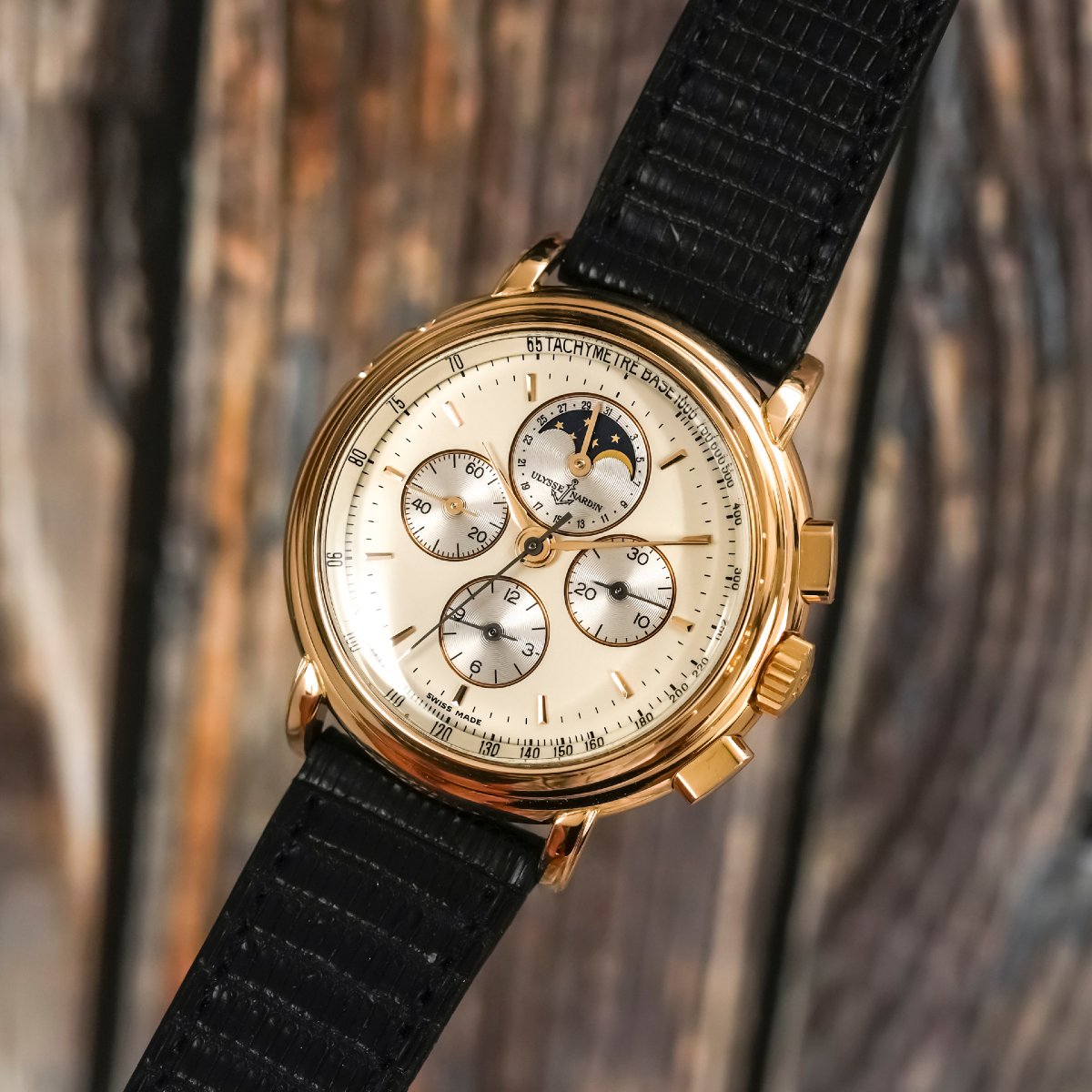 Ulysse Nardin Calendar Chronograph 18k Rose Gold Circa 1990-photo-1
