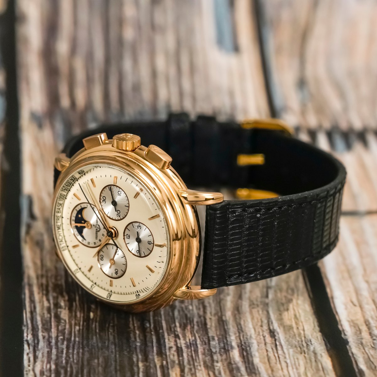 Ulysse Nardin Calendar Chronograph 18k Rose Gold Circa 1990-photo-2