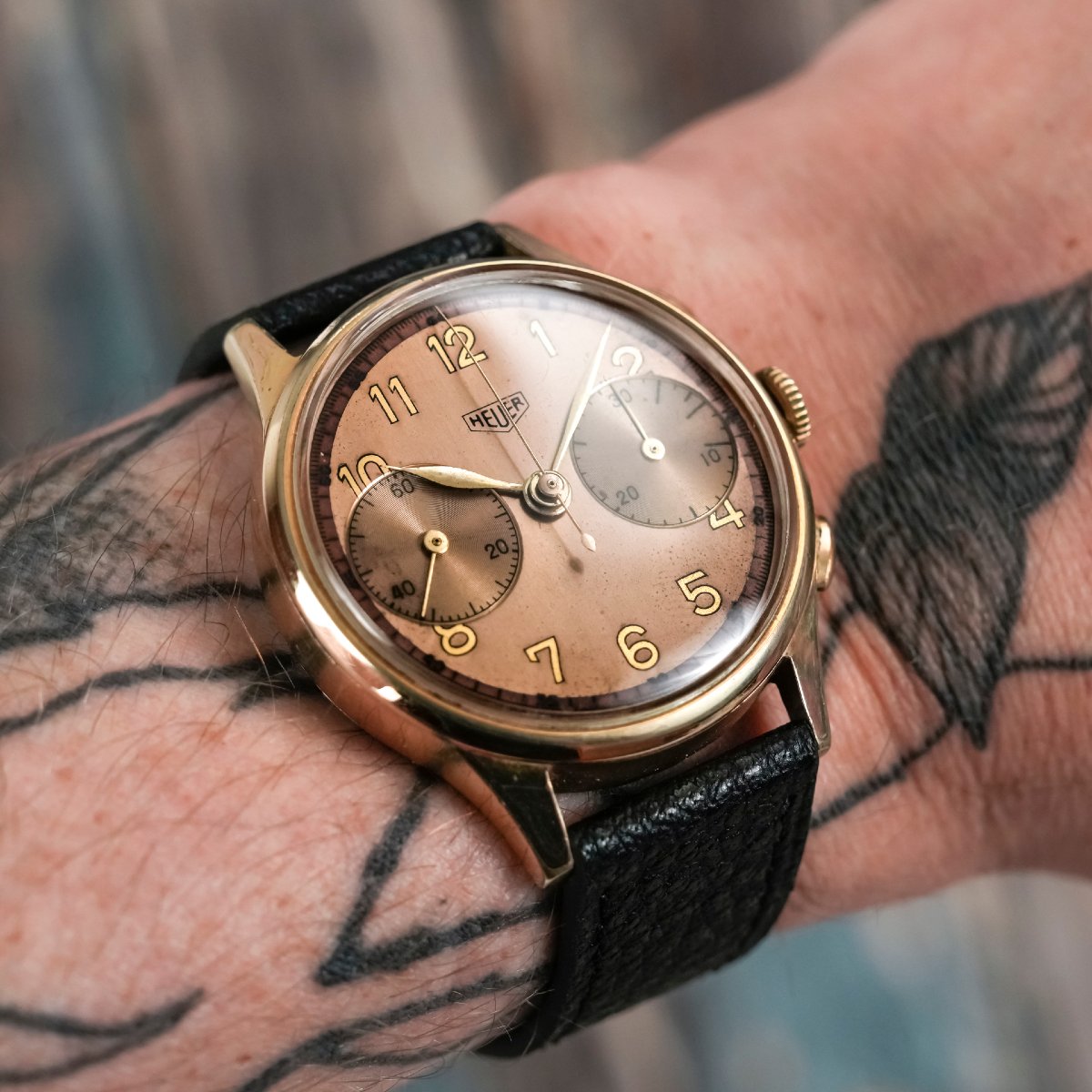 Chronographe Heuer Big Eyes Jumbo 37.5 mm Circa 1950-photo-2