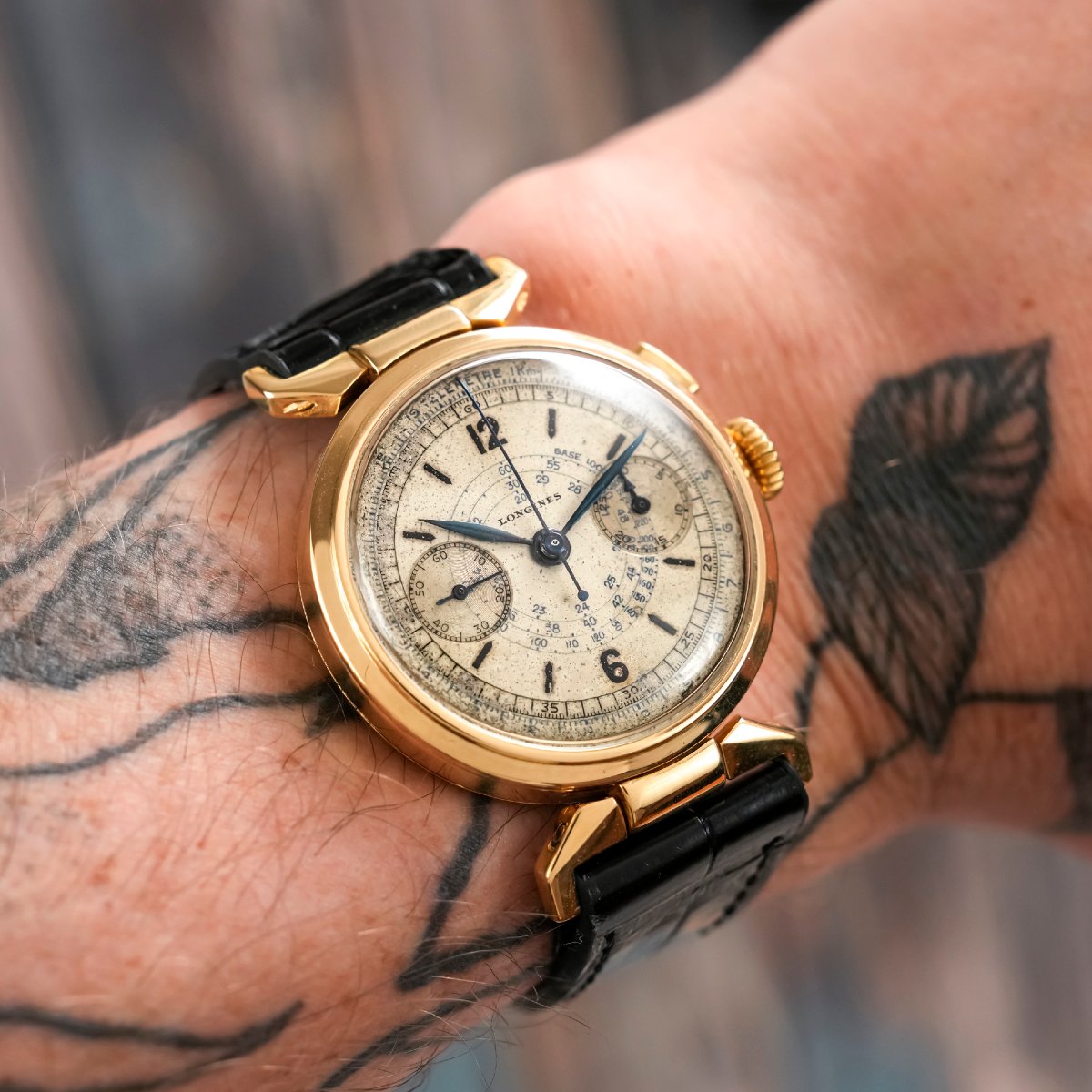 Longines 18k Yellow Gold Single-push-button Flyback Chronograph -1936- -photo-2