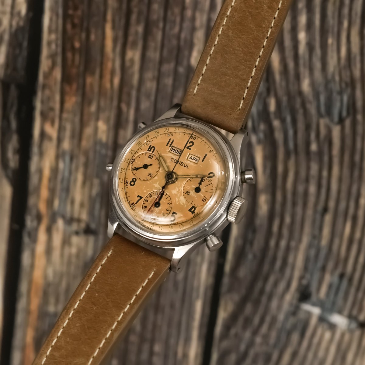Consul Chronograph Triple Date, Stainless Steel, Circa 1950-photo-1