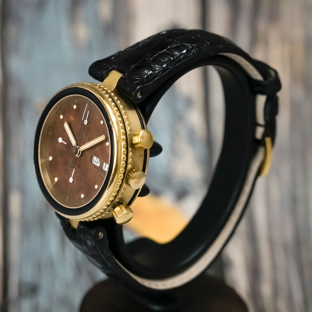 Gérald Genta Safari Gefica Chronograph, 18k Yellow Gold, Circa 1990-photo-3
