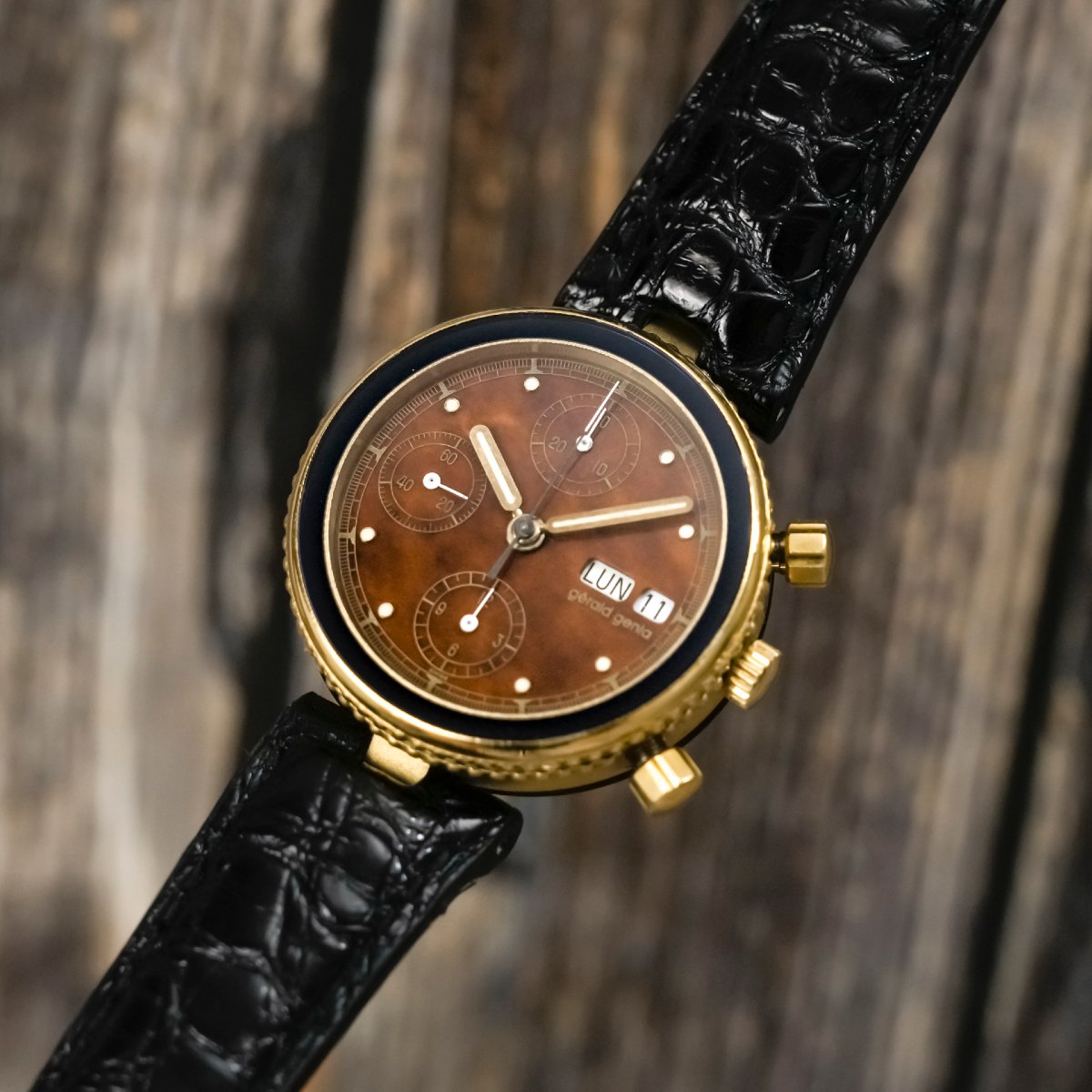Gérald Genta Safari Gefica Chronograph, 18k Yellow Gold, Circa 1990-photo-2