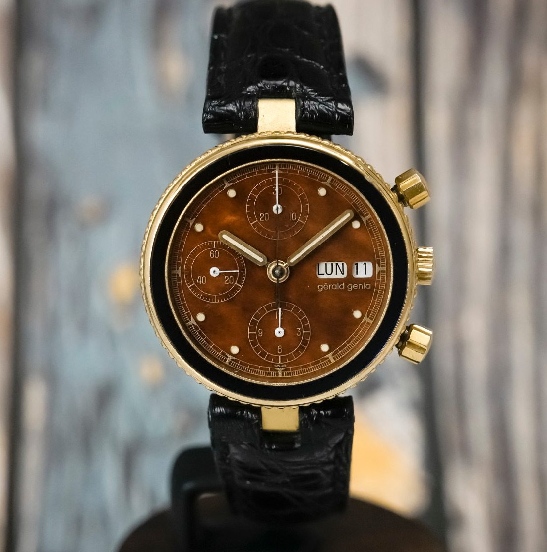 Gérald Genta Safari Gefica Chronograph, 18k Yellow Gold, Circa 1990