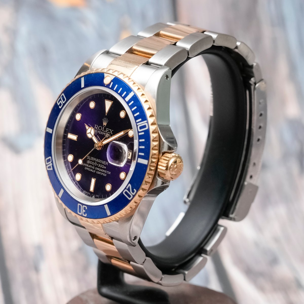 Rolex Submariner Date or et acier « Purple Dial » Garantie Rolex -1990- -photo-3