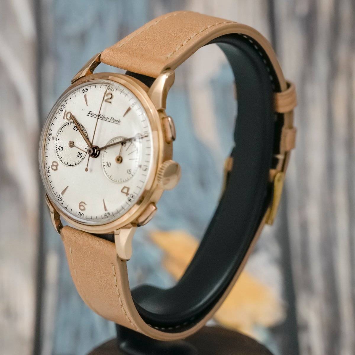 Chronographe Bi-Compax Or Rose 18K Circa 1950-photo-3