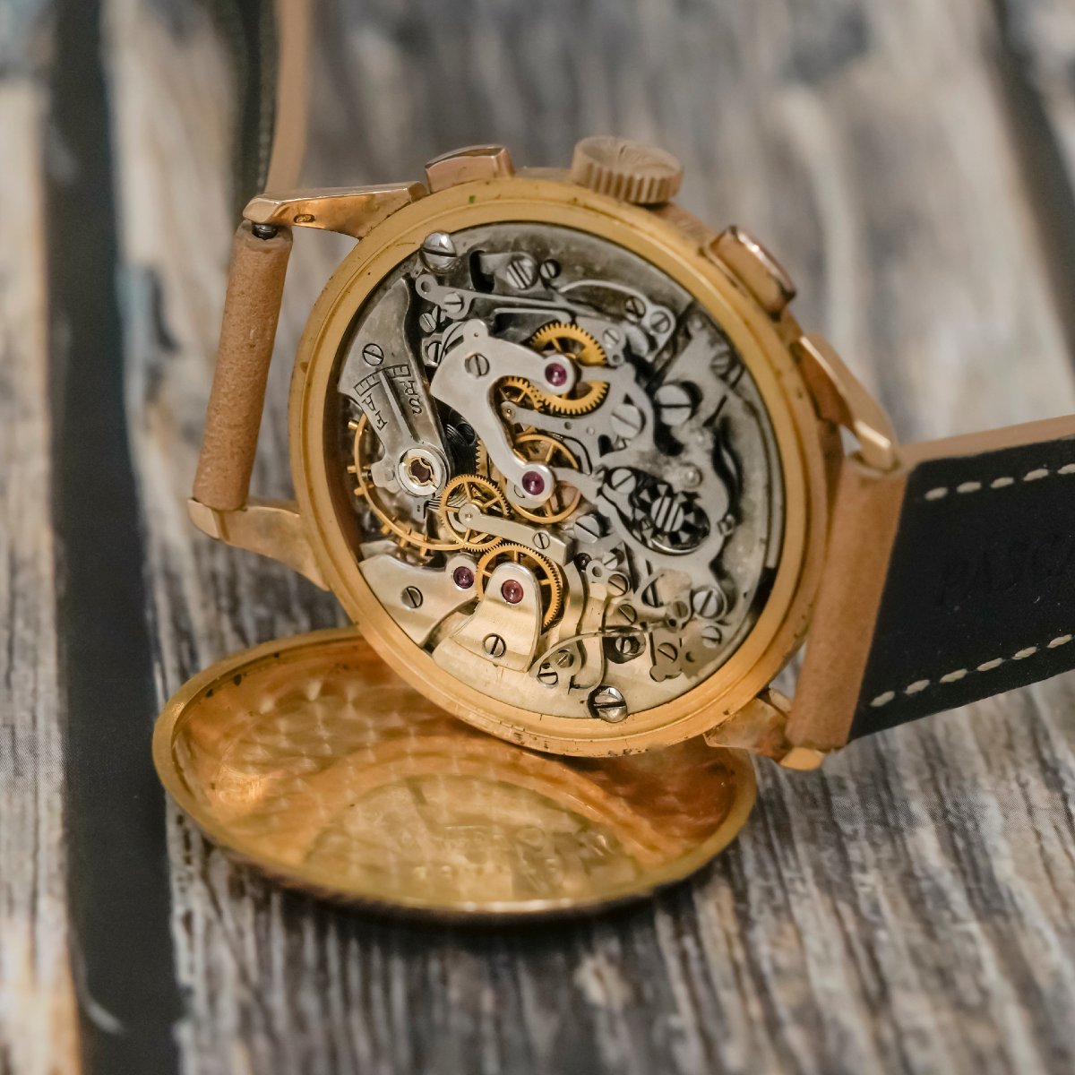 Chronographe Bi-Compax Or Rose 18K Circa 1950-photo-5