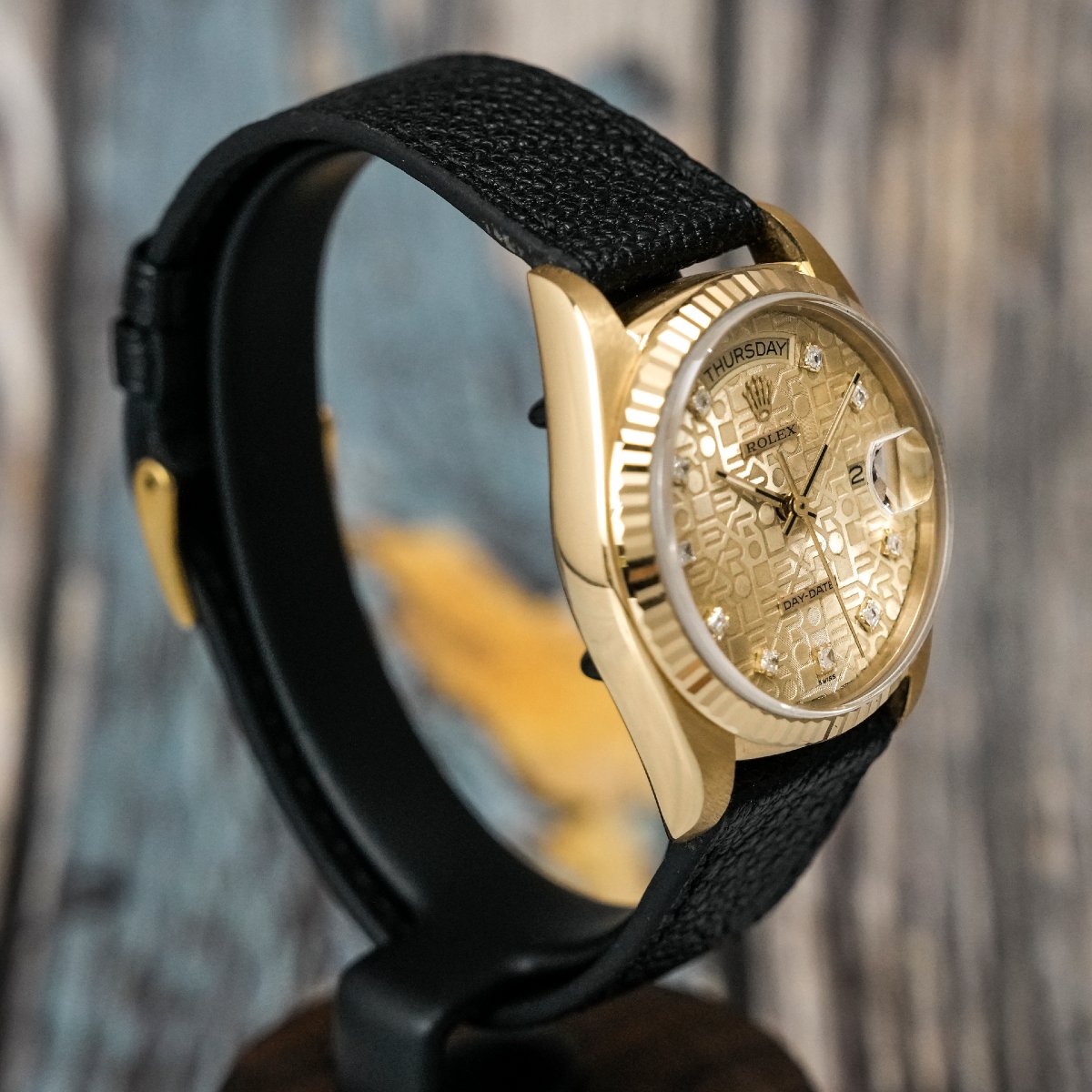 Rolex Day-Date 36 mm Cadran Jubilé or jaune 18 K -1987- -photo-4