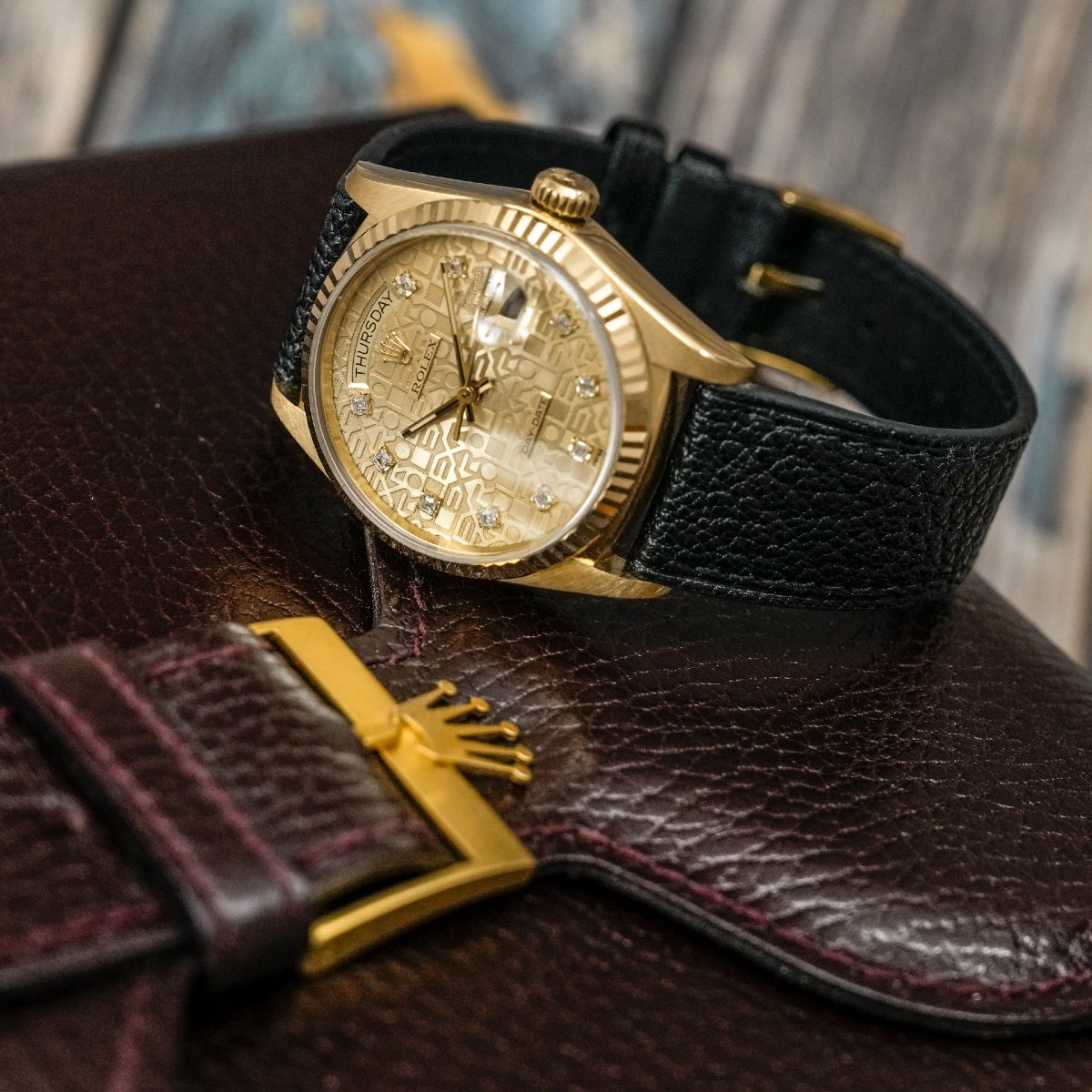 Rolex Day-Date 36 mm Cadran Jubilé or jaune 18 K -1987- -photo-2