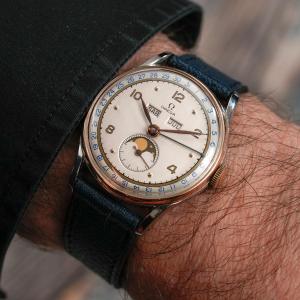 Omega Cosmic Triple Date Moon Phase Steel & 18kt Rose Gold -1947-