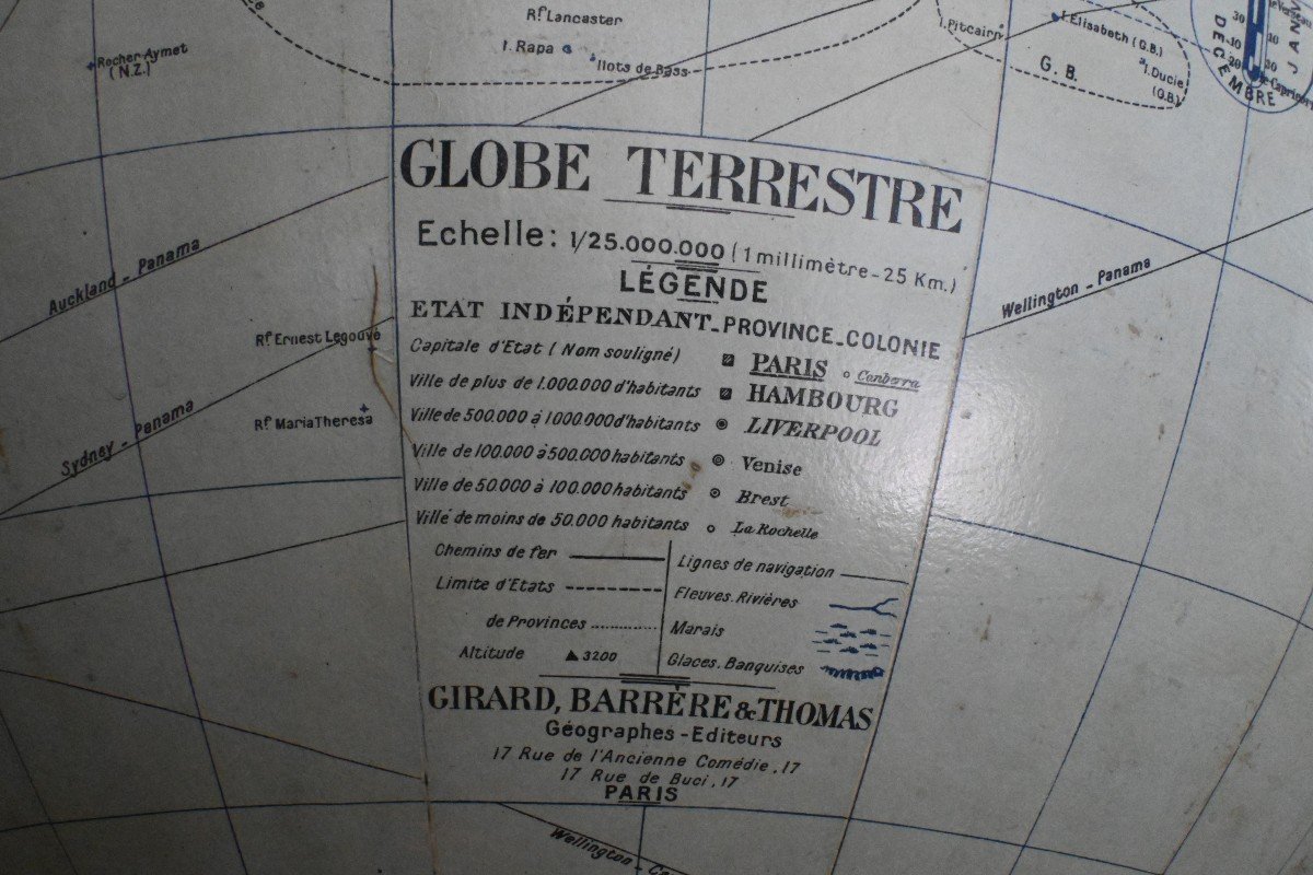 Globe Terrestre GIRARD BARRERE et THOMAS, rare par sa taille 83 CM-photo-3