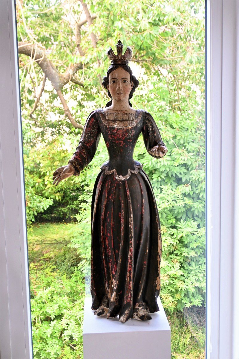 sculpture bois , Vierge 16 ème siecle-photo-1