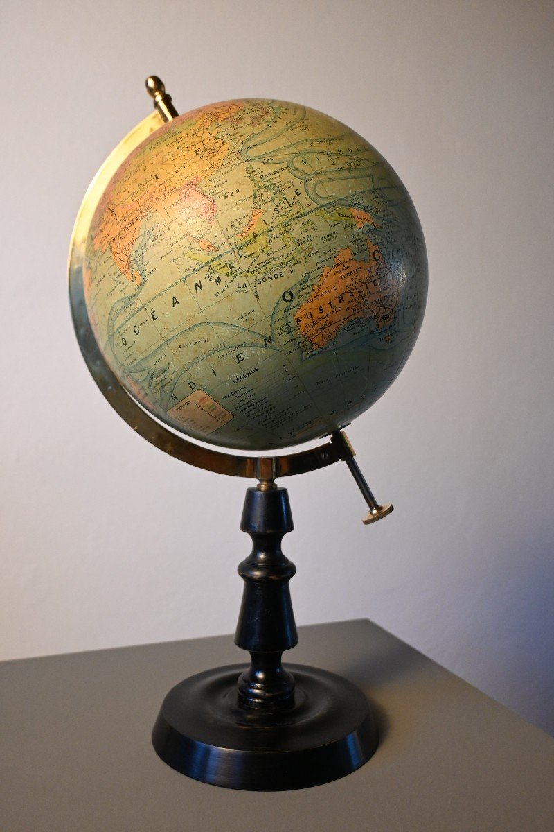 Globe terrestre mappemonde, fin XIXè , Forest-photo-3