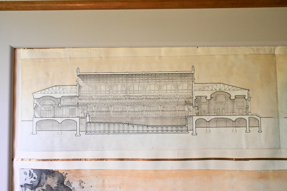 Important Dessin d'architecture par Eric-Jean MULLER début XXème-photo-4