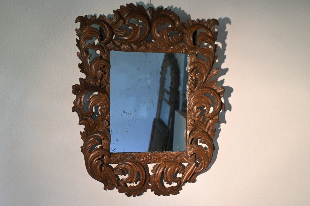 18th Century Italian Carved Wooden Mirror -photo-2