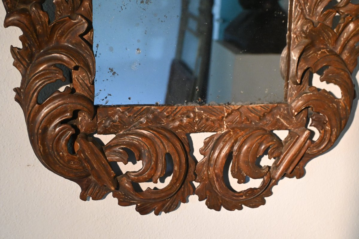 18th Century Italian Carved Wooden Mirror -photo-3