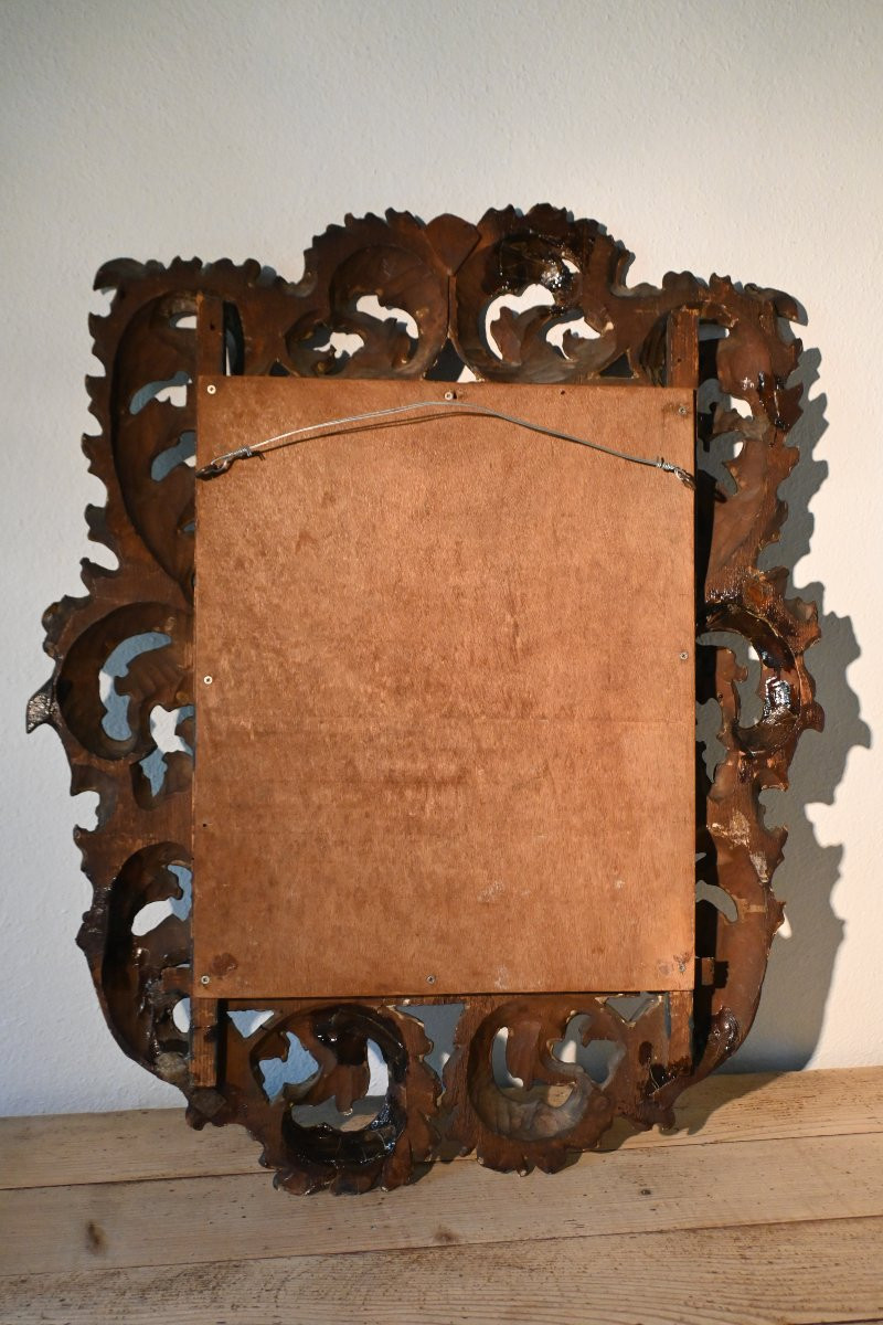 18th Century Italian Carved Wooden Mirror -photo-1