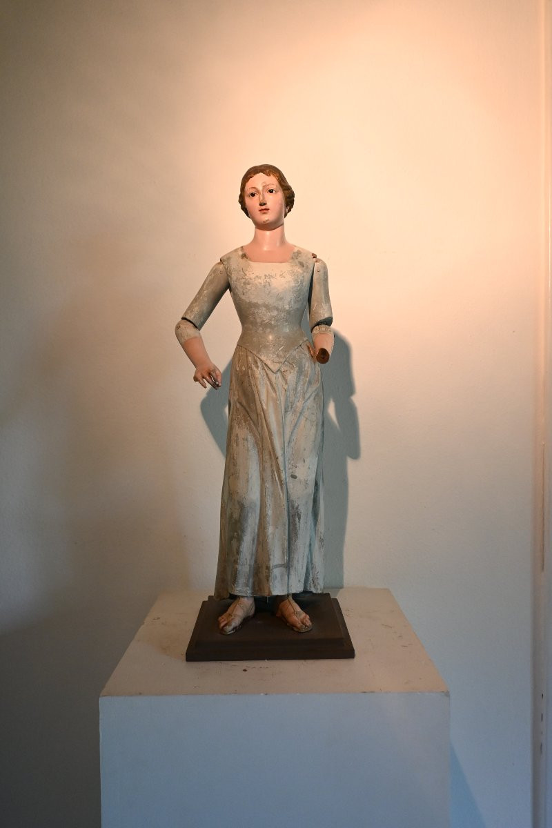 Capipote en bois sculpté polychrome, Italie époque fin 18 ème siècle-photo-2