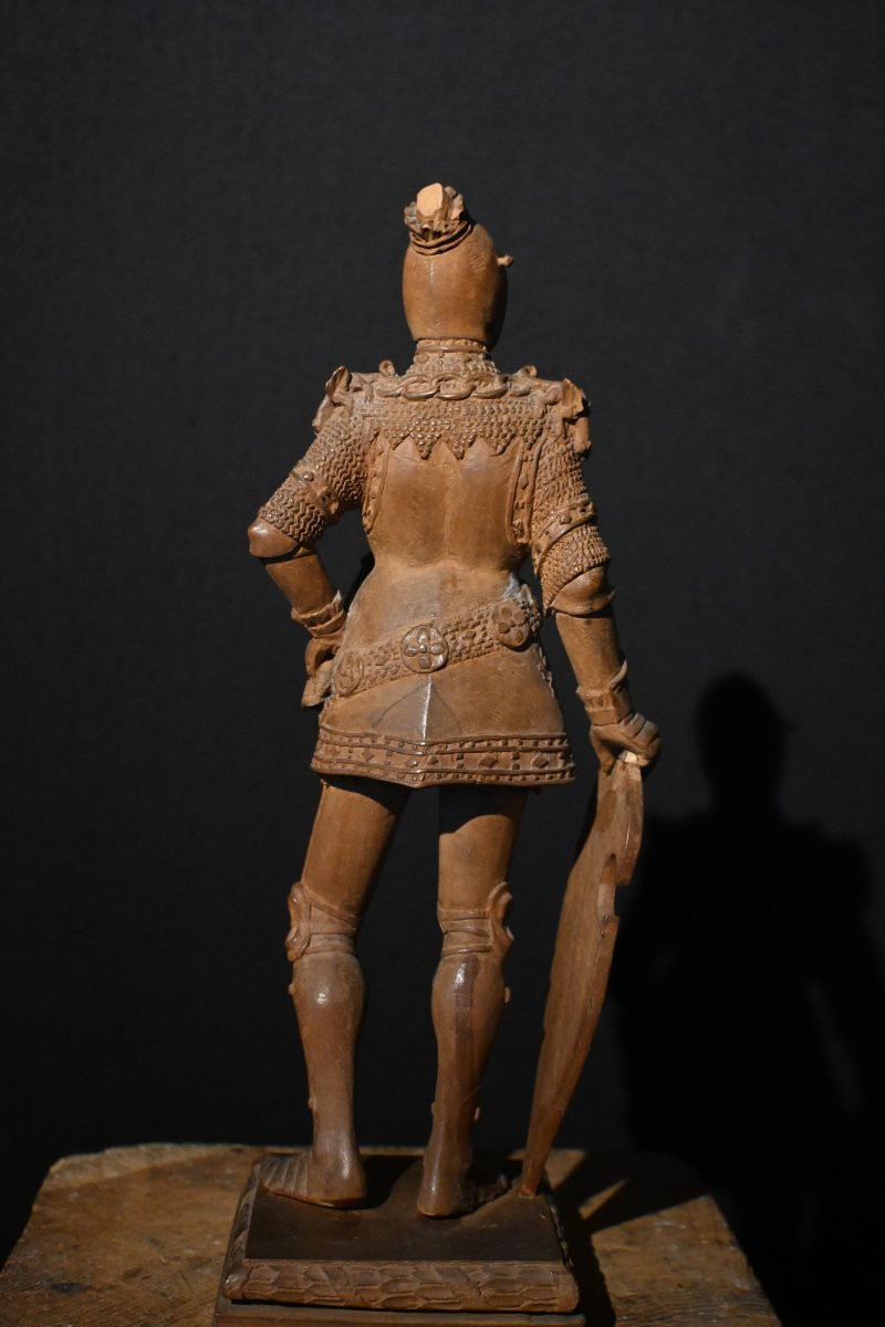 sculpture personnage bois Roi Arthur époque 19 e-photo-2