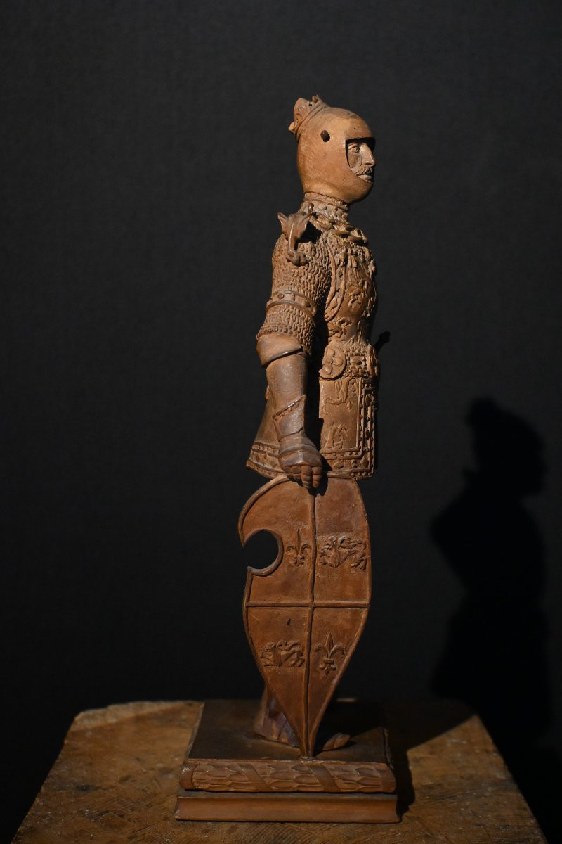 sculpture personnage bois Roi Arthur époque 19 e-photo-4