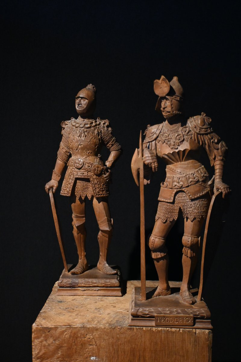 sculpture personnage bois Roi Arthur époque 19 e-photo-1