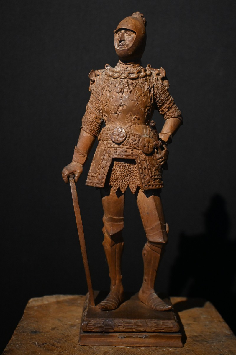 sculpture personnage bois Roi Arthur époque 19 e